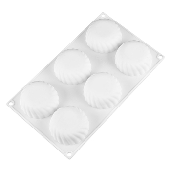 Francuska mousse kalup za dezert, 6 odjeljaka s nagibnim rubovima, okrugli silikon kalup za pečenje, prehrambena kvaliteta