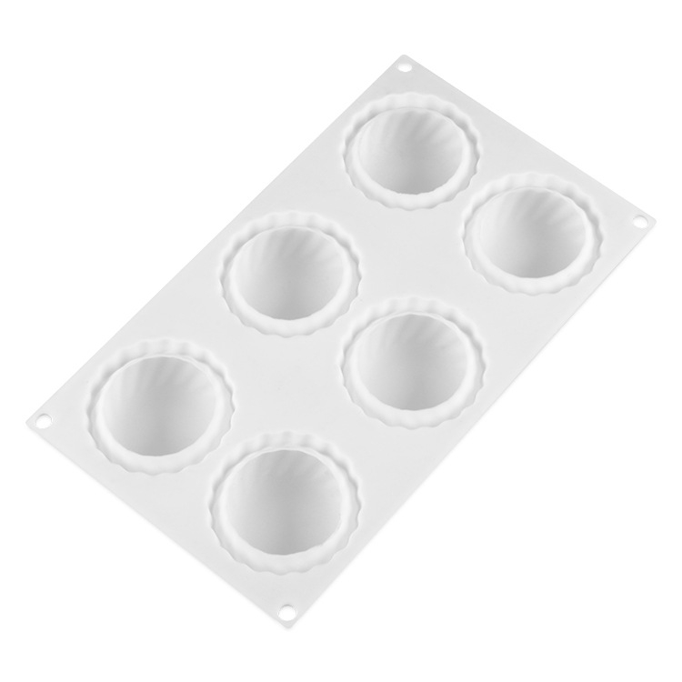 Francuska mousse kalup za dezert, 6 odjeljaka s nagibnim rubovima, okrugli silikon kalup za pečenje, prehrambena kvaliteta