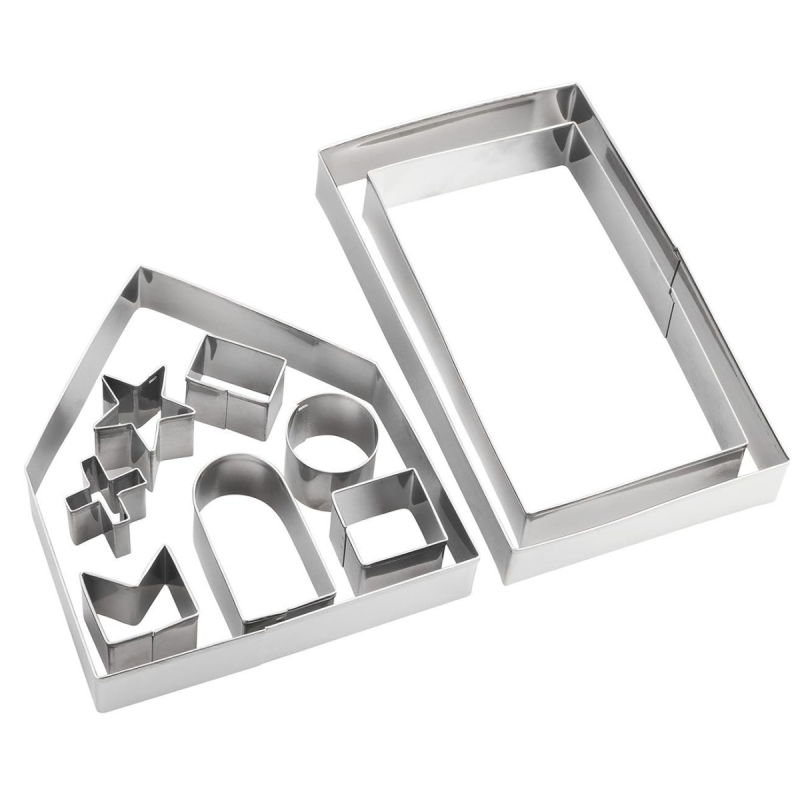Set od 10 nehrđajućih čeličnih 3D kalupa za kekse, Božić – kućica od medenjaka