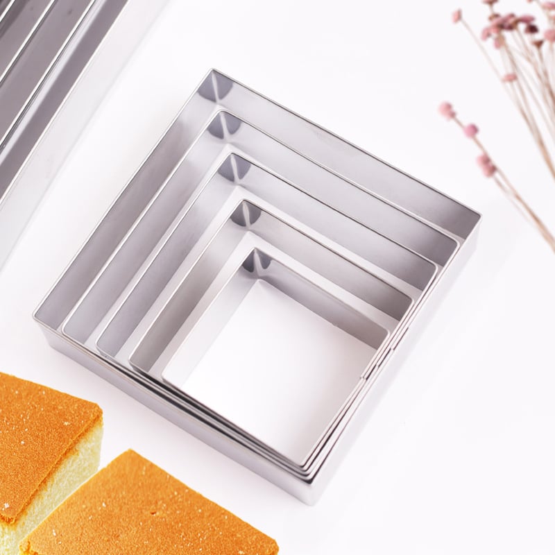 Hongfu Square Series nehrđajuće čelične četverokutne kalupe za kekse, 5-dijelni set, za pečenje