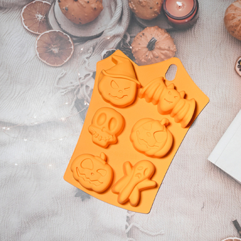 Formă de silicon pentru Halloween, cu design fantomă-craniu, pentru biscuiți și prăjituri, formă rotundă