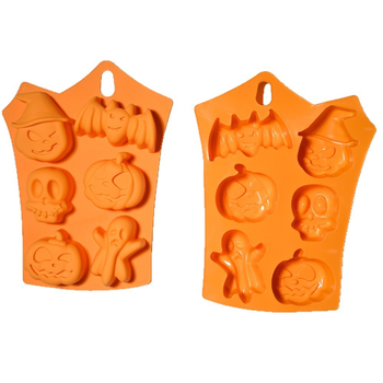 Formă de silicon pentru Halloween, cu design fantomă-craniu, pentru biscuiți și prăjituri, formă rotundă