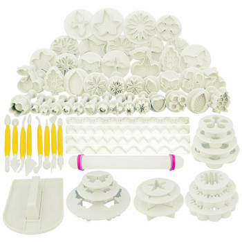 Set kalupa za fondant tortu, 68 komada, plastični, nepravilni oblici, za ukrašavanje torti, u vrećici sa zatvaračem