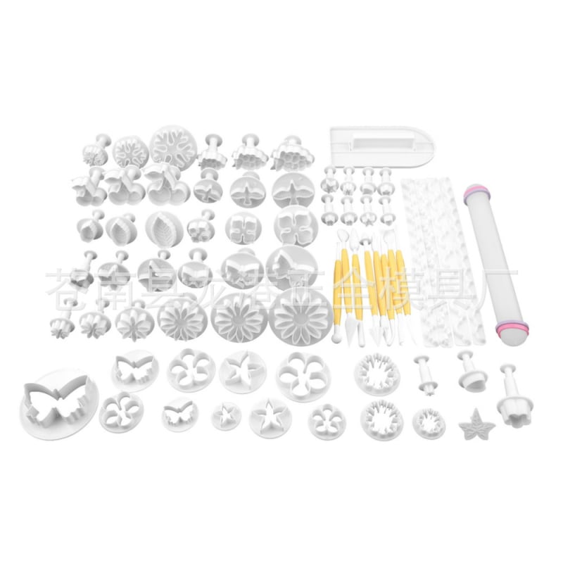 Set kalupa za fondant tortu, 68 komada, plastični, nepravilni oblici, za ukrašavanje torti, u vrećici sa zatvaračem