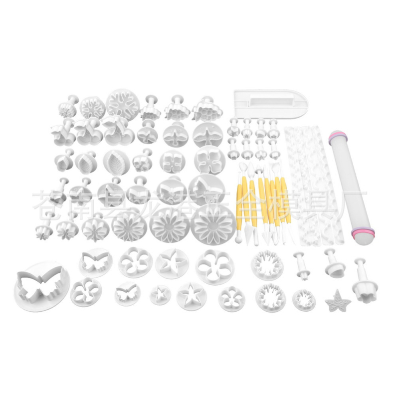 Set kalupa za fondant tortu, 68 komada, plastični, nepravilni oblici, za ukrašavanje torti, u vrećici sa zatvaračem