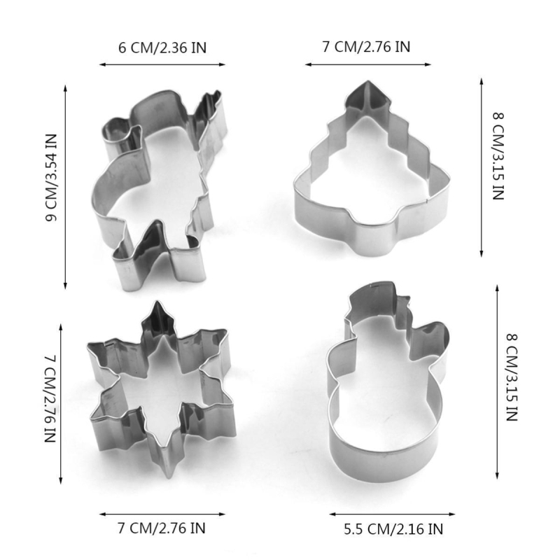 Set kalupa za božićne kekse: Djed Božićnjak, božićno drvce, pahulje i snježne figure, od nehrđajućeg čelika, za DIY pečenje