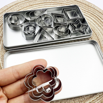 Set od 30 nehrđajućih čeličnih kalupa za kekse, s mini kalupima za fondant i geometrijskim oblicima za pečenje