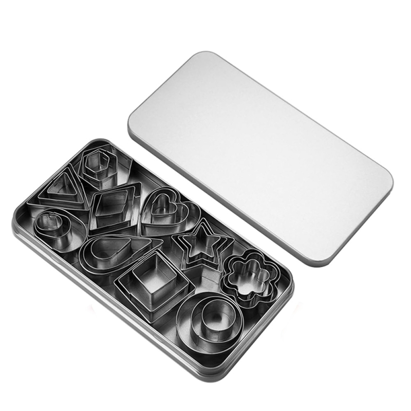 Set od 30 nehrđajućih čeličnih kalupa za kekse, s mini kalupima za fondant i geometrijskim oblicima za pečenje