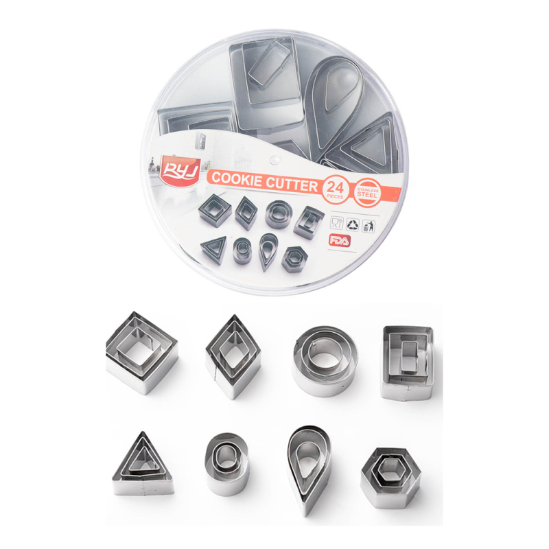 Set od 24 geometrijskih kalupa za kekse za pečenje s geometrijskim uzorcima