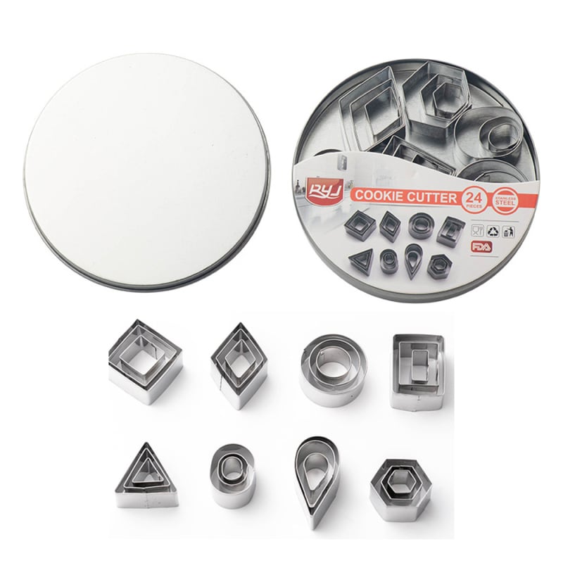 Set od 24 geometrijskih kalupa za kekse za pečenje s geometrijskim uzorcima