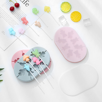 Silicone kalup za lizalicu s poklopcem, oblik crtane životinje, za čokoladu, slatkiše i štapiće sira, DIY pečenje