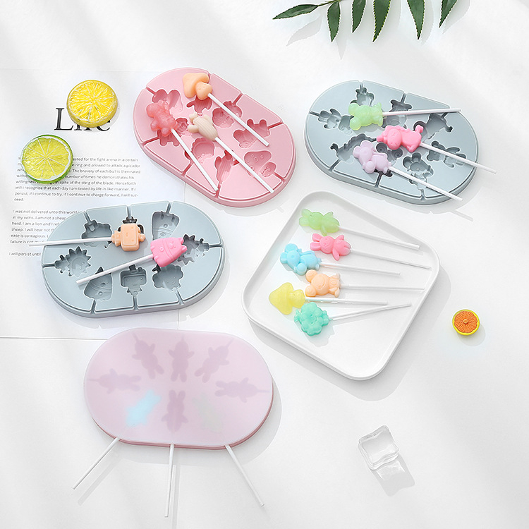 Silicone kalup za lizalicu s poklopcem, oblik crtane životinje, za čokoladu, slatkiše i štapiće sira, DIY pečenje