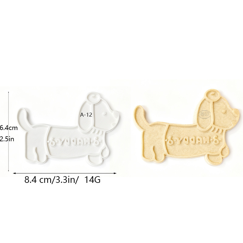 Kalup za kekse u obliku jazavčara (dachshund), Puppy serija, PLA materijal, nepravilnog oblika, za izradu keksa