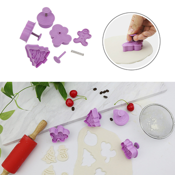 3D PP plastični kalupi za kekse s opružnim pritiskom – oblici gingerbread man, snowman, Christmas tree i bell (okrugli) – serija Christmas cookie cutter