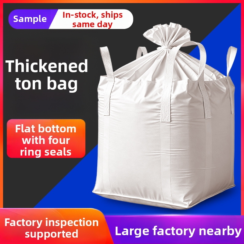 Kontajnerová ton-taška so štyrmi okami na zavesenie, ploché dno, nosnosť 1.5-2 t, tkaný PP, vlastná potlač