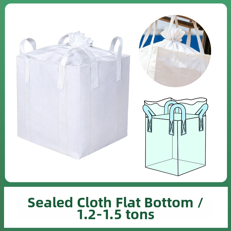 Kontajnerová ton-taška so štyrmi okami na zavesenie, ploché dno, nosnosť 1.5-2 t, tkaný PP, vlastná potlač