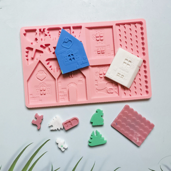 Silikonska kalupa za pečenje u nepravilnom obliku – božićna drvena kućica s blokovima, model 246, za slatkiše, puding i deserte