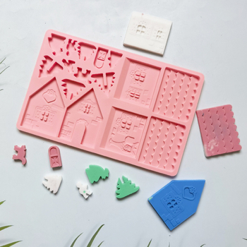 Silikonska kalupa za pečenje u nepravilnom obliku – božićna drvena kućica s blokovima, model 246, za slatkiše, puding i deserte