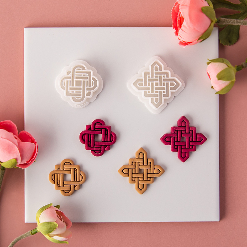 Форма за обици от полимерна глина – традиционен преплетен дизайн, марка Yitao, INS стил, произход Гуандун