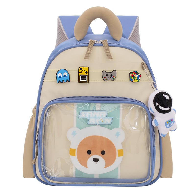 Laste koolieelikutele seljakott looma musteriga, nailonist, veekindel, kõverad õlarihmad, sobib kooli kasutamiseks