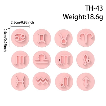 Kalup za 12 znakova zodijaka – mini pečat za polimerni clay za naušnice, DIY, PLA, nepravilni oblik, moderan dizajn