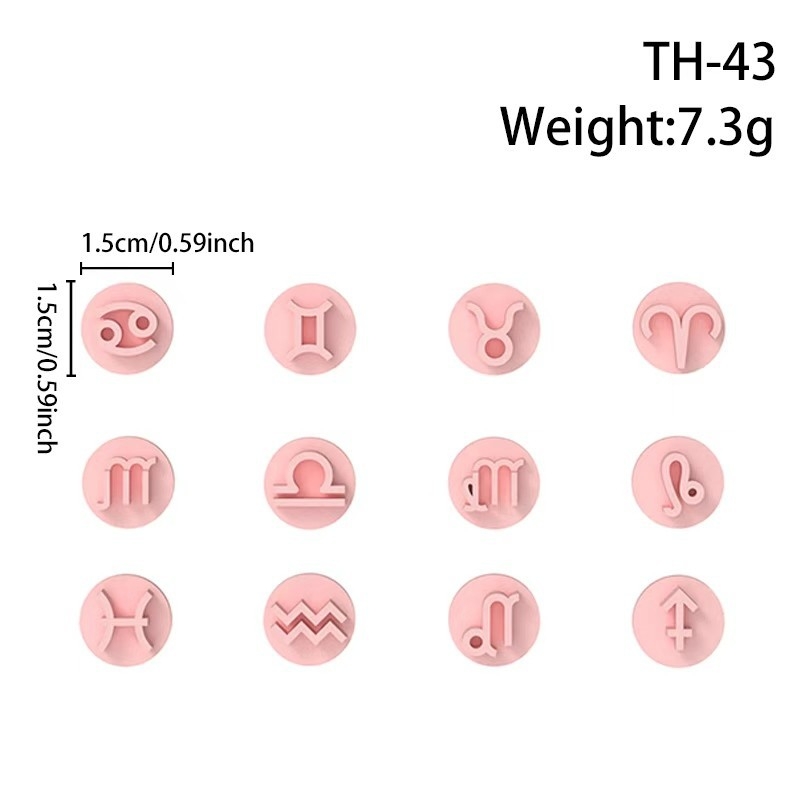 Kalup za 12 znakova zodijaka – mini pečat za polimerni clay za naušnice, DIY, PLA, nepravilni oblik, moderan dizajn