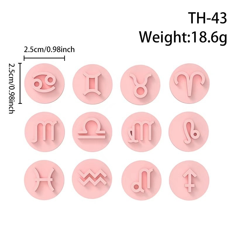 Kalup za 12 znakova zodijaka – mini pečat za polimerni clay za naušnice, DIY, PLA, nepravilni oblik, moderan dizajn