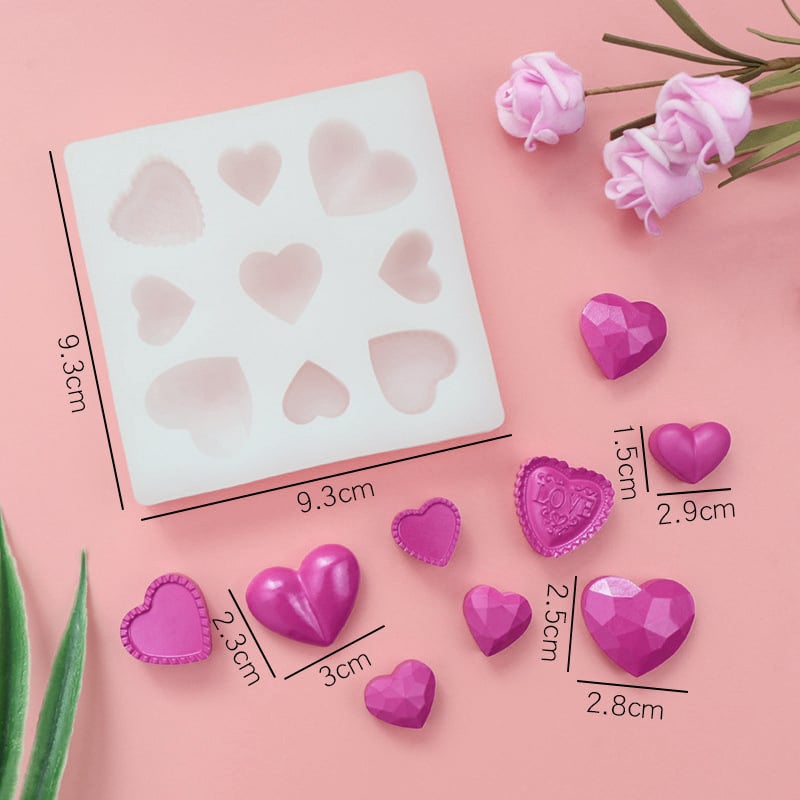 Silikonska kalup u obliku srca za tortu i čokoladu – nepravilnog stila, više oblika srca