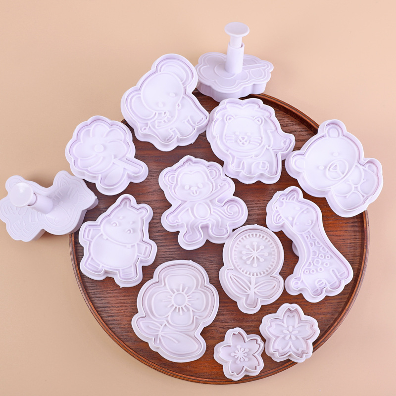 Per baking kalup za kekse s ručnim pritiskanjem, nepravilan oblik, ABS materijal, životinjski žakard stil