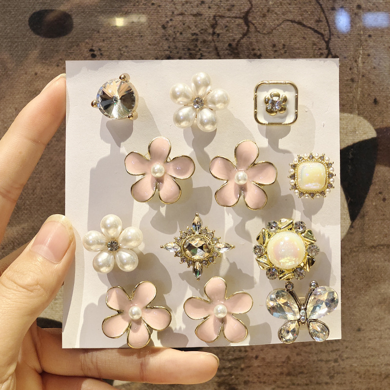 Pantofi în stil Crocs cu floare și perle, modele cu urs și iepure, accent planetar cu diamant, design retro floral, purtare pe tot timpul anului