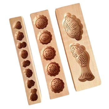 Drveni kalup za Moon Cake i rižin kolač — Golden Eagle kalup za pečenje, oblik pravilnog mnogougla, materijal drvo