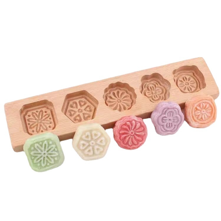 Drveni kalup za Moon Cake i rižin kolač — Golden Eagle kalup za pečenje, oblik pravilnog mnogougla, materijal drvo