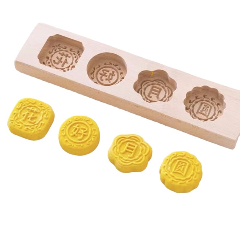 Drveni kalup za Moon Cake i rižin kolač — Golden Eagle kalup za pečenje, oblik pravilnog mnogougla, materijal drvo