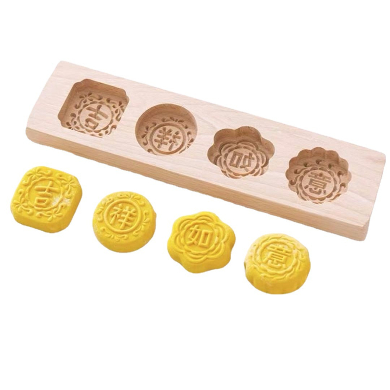 Drveni kalup za Moon Cake i rižin kolač — Golden Eagle kalup za pečenje, oblik pravilnog mnogougla, materijal drvo