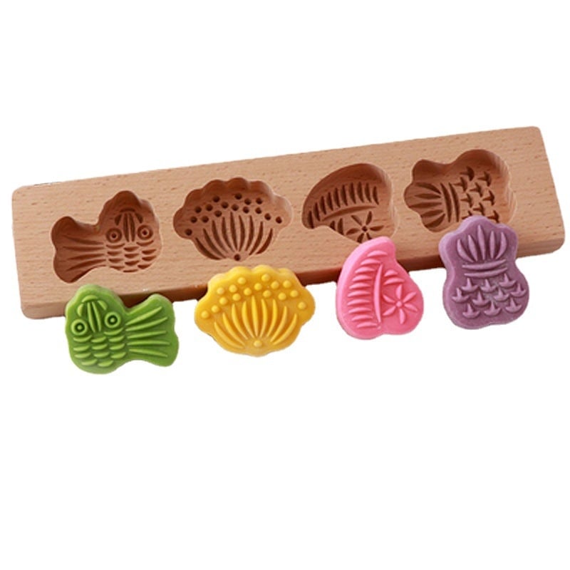 Drveni kalup za Moon Cake i rižin kolač — Golden Eagle kalup za pečenje, oblik pravilnog mnogougla, materijal drvo