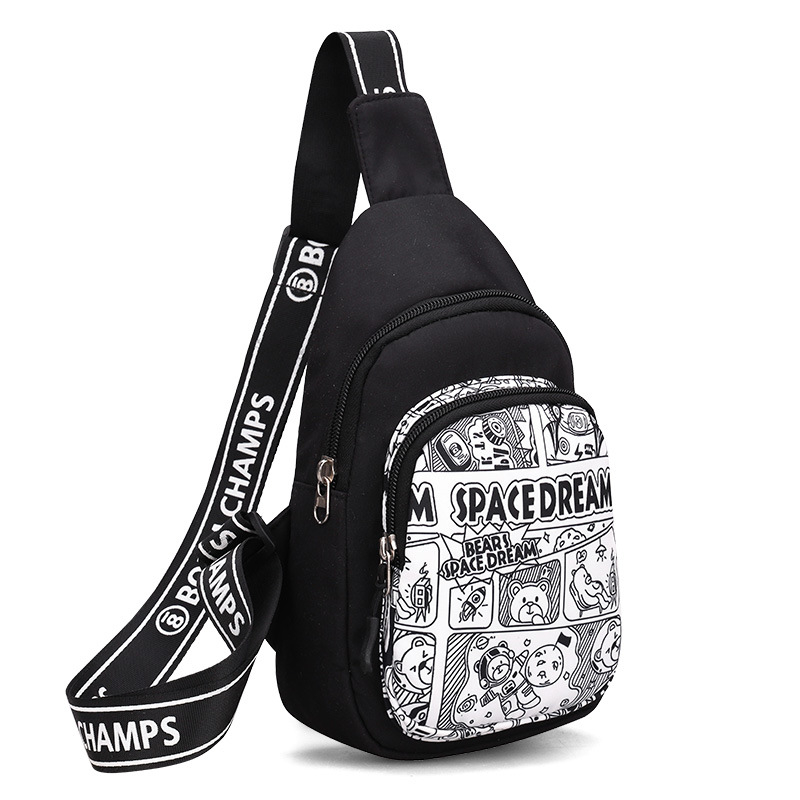 Detský nylonový ruksak, Unisex, Japonský štýl, Zipsové zapínanie, vnútorná kapsa na zips