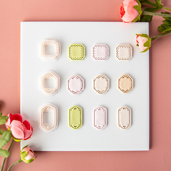 Yi Tao Молд за обеци от мека глина, ретро геометричен дизайн, рамкова форма за обеци и висулки, формообразуващ инструмент за глина