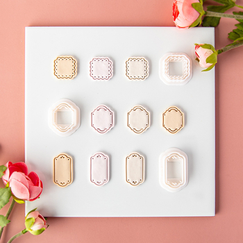 Yi Tao Молд за обеци от мека глина, ретро геометричен дизайн, рамкова форма за обеци и висулки, формообразуващ инструмент за глина