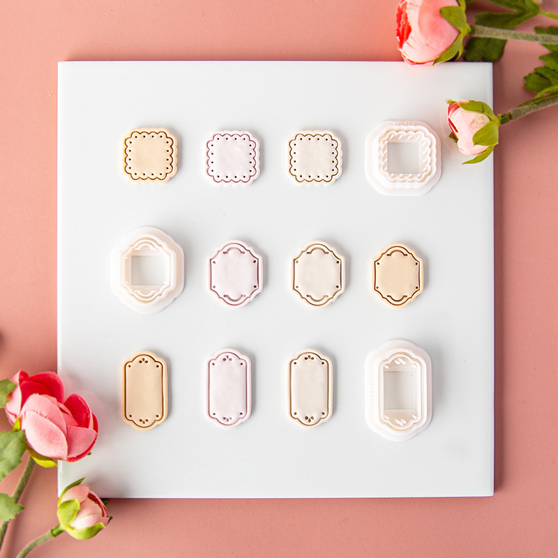 Yi Tao Молд за обеци от мека глина, ретро геометричен дизайн, рамкова форма за обеци и висулки, формообразуващ инструмент за глина