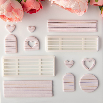 Форма за изработка на обици от глина: шахматен модел и геометрични ленти за изработка на накити