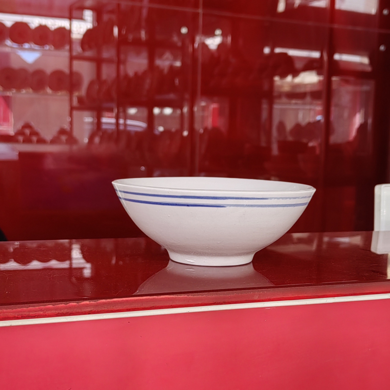 Porcelanska zdjela s plavim rubom, retro stil, okruglog oblika, za juhu, povrće i paru; mikrovalna kompatibilna; promjer 15–15,9 cm; posebna zdjela za dušeno svinjsko