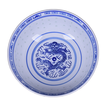 Porcelanska zdjela s motivom zmaja u retro stilu, okrugli oblik, pogodna za mikrovalnu