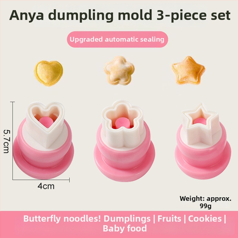 DIY forma na detské knedličky s reliéfnym motívom motýľa a huby, nerezová oceľ, kruhový tvar