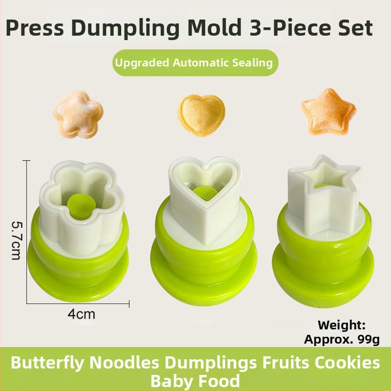 DIY forma na detské knedličky s reliéfnym motívom motýľa a huby, nerezová oceľ, kruhový tvar