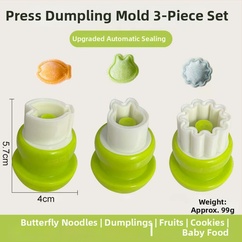 DIY forma na detské knedličky s reliéfnym motívom motýľa a huby, nerezová oceľ, kruhový tvar