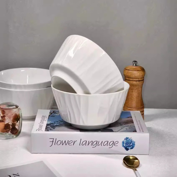 Порцеланова купа със подглазурен рисунък, кръгла форма, микровълнова безопасна, модерен скандинавски стил