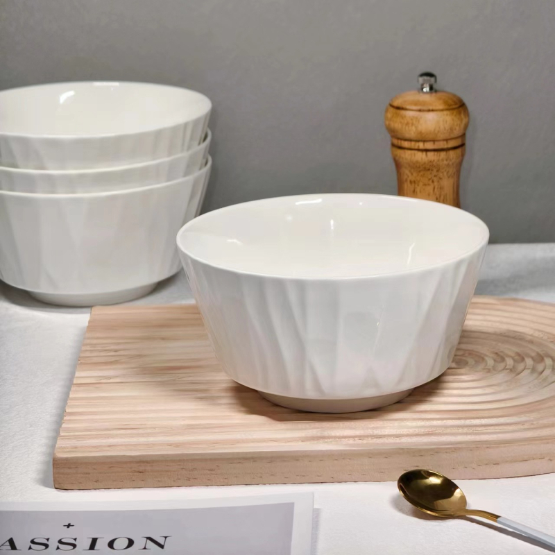 Порцеланова купа със подглазурен рисунък, кръгла форма, микровълнова безопасна, модерен скандинавски стил