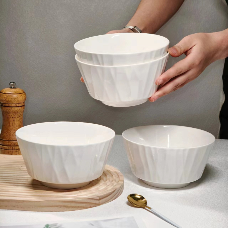 Порцеланова купа със подглазурен рисунък, кръгла форма, микровълнова безопасна, модерен скандинавски стил