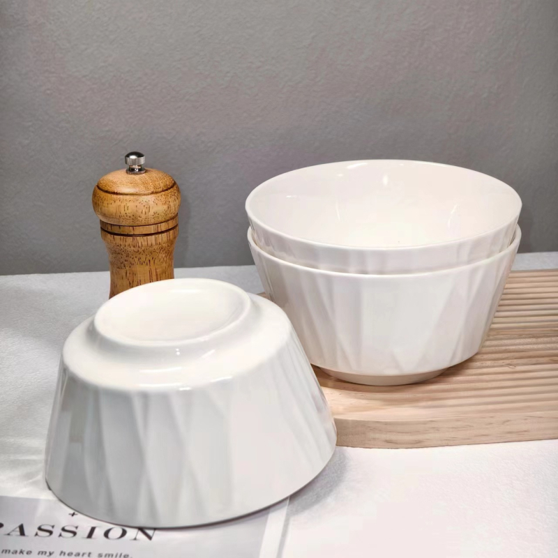 Порцеланова купа със подглазурен рисунък, кръгла форма, микровълнова безопасна, модерен скандинавски стил