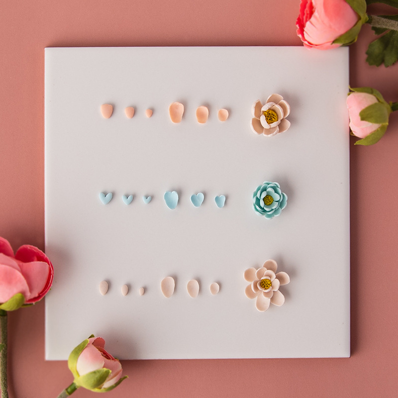 Комплект форми за обеци от глина – уникален дизайн на цвете с листчета, декоративна режеща форма за DIY изработване на бижута